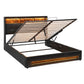 Tiara Bed Frame with Gas Lift Storage LED Lights Charging Station Headboard - Black Double