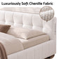 Xylia Bed Frame with Charging LED Lights & Tufted Headboard - White Double