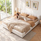 Xylia Bed Frame with Charging LED Lights & Tufted Headboard - White King