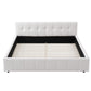 Xylia Bed Frame with Charging LED Lights & Tufted Headboard - White Queen