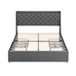 Celeste Bed Frame with 4 Storage Drawers and Charging Station Tufted Wingback Headboard - Grey Double