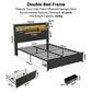 Corsica Bed Frame with 2 Storage Drawers & Headboard USB Charging Station, RGB LED Light - Dark Grey Double