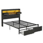 Corsica Bed Frame with 2 Storage Drawers & Headboard USB Charging Station, RGB LED Light - Dark Grey Queen