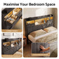 Corsica Bed Frame with 2 Storage Drawers & Headboard USB Charging Station, RGB LED Light - Dark Grey Queen
