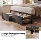 Corsica Bed Frame with 2 Storage Drawers & Headboard USB Charging Station, RGB LED Light - Dark Grey Queen