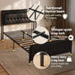Vesper Bed Frame with Storage Headboard - Black Double