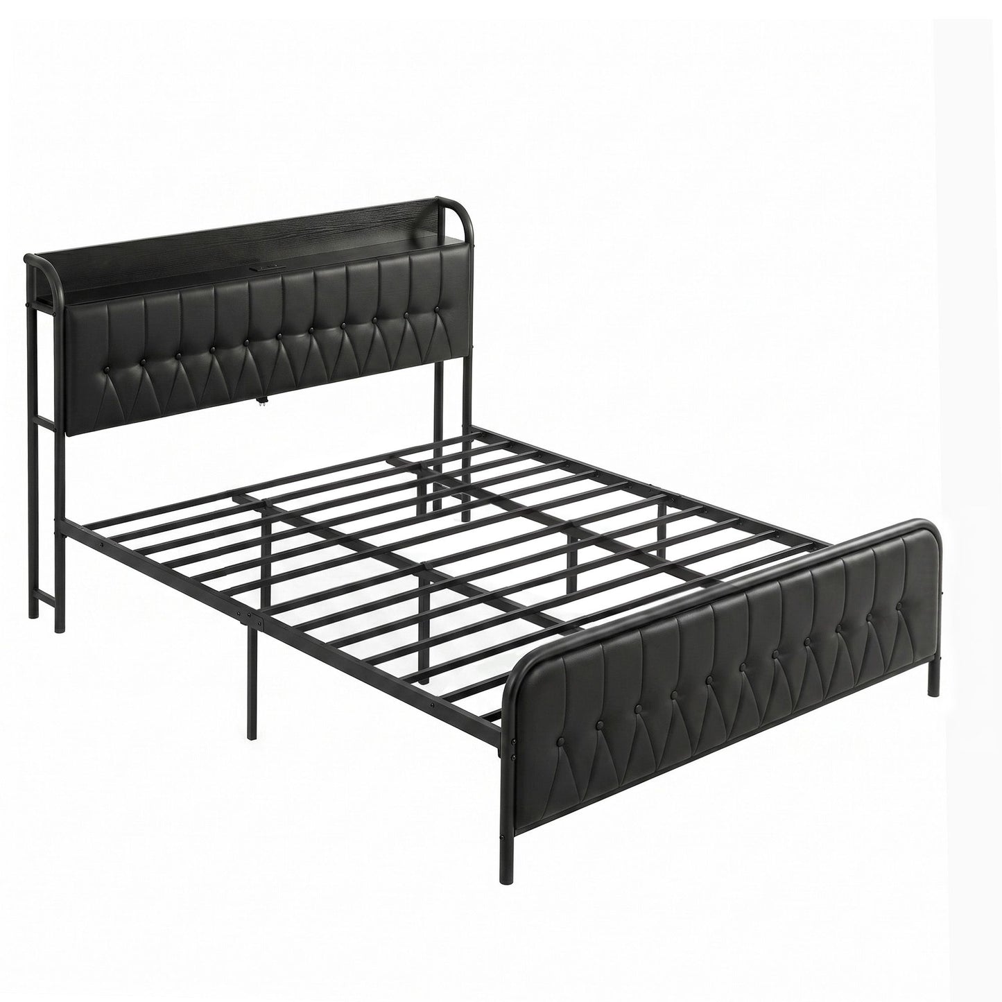 Vesper Bed Frame with Storage Headboard - Black King