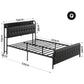 Napoli Bed Frame with Storage Headboard Charging Station - Black Queen