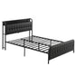 Napoli Bed Frame with Storage Headboard Charging Station - Black Queen