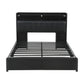 Geneva Bed Frame with Storage Headboard with 2 Drawers Charging Station LED Light - Black Double