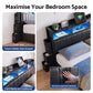 Geneva Bed Frame with Storage Headboard with 2 Drawers Charging Station LED Light - Black Double
