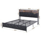 Muse Bed Frame with LED Lights Storage Headboard - Black King