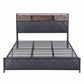Muse Bed Frame with LED Lights Storage Headboard - Black King