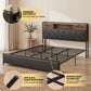 Muse Bed Frame with LED Lights Storage Headboard - Black King