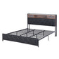 Muse Bed Frame with LED Lights Storage Headboard - Black King