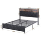 Muse Bed Frame with LED Lights Storage Headboard - Black Queen