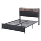 Muse Bed Frame with LED Lights Storage Headboard - Black Queen