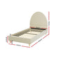 Apia Bed Frame Fabric with Arched Headboard Velvet - Cream Single