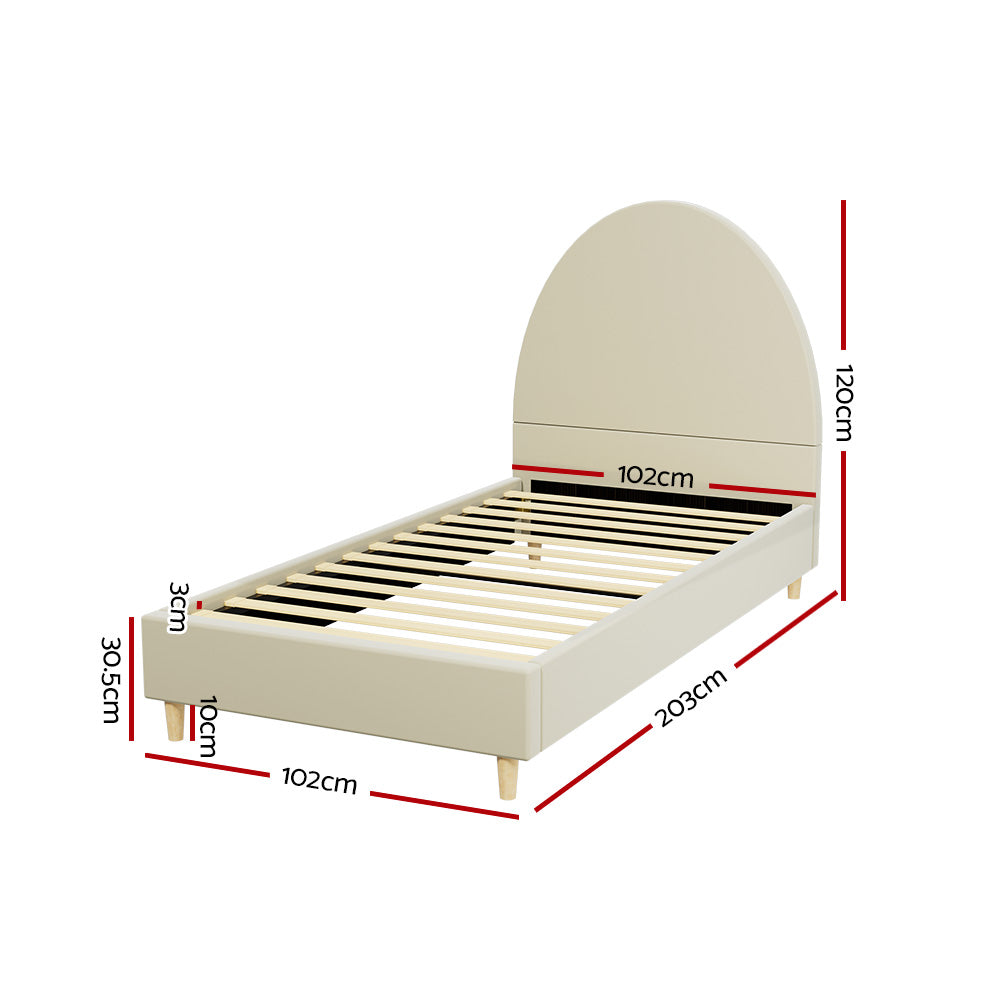 Giddy Bed & Mattress Package with 34cm Black Mattress - Cream Single