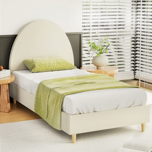 Giddy Bed & Mattress Package with 34cm Black Mattress - Cream Single