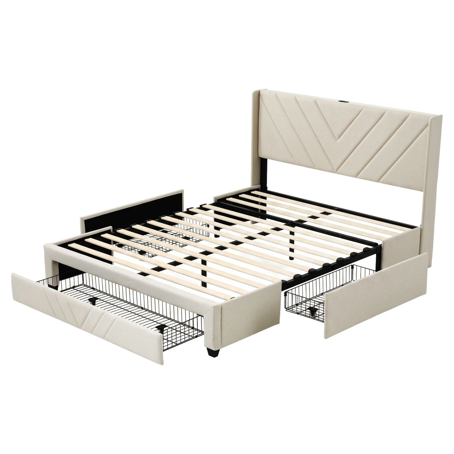 Realgar Bed & Mattress Package with 27cm Mattress - Beige Double