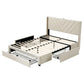 Somnia Bed Frame with Charging Station and Storage Drawers - Beige Queen