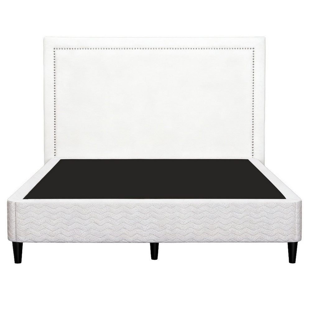 Fable Bed Frame with Headboard Platform Bed Base - Grey Queen