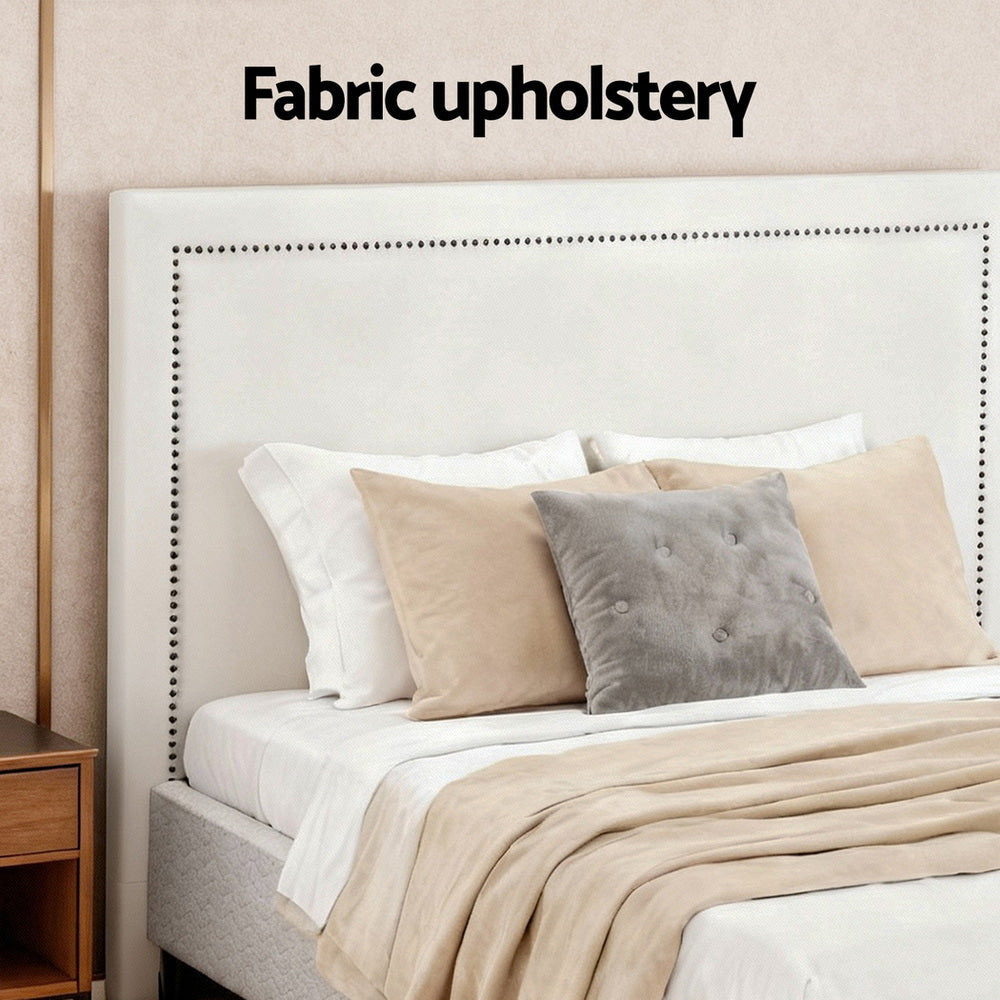 Fable Bed Frame with Headboard Platform Bed Base - Grey Queen