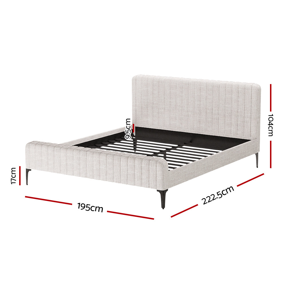 Larimar Bed & Mattress Package with 34cm Mattress Base Pocket Coil Linen Upholstered - Beige King
