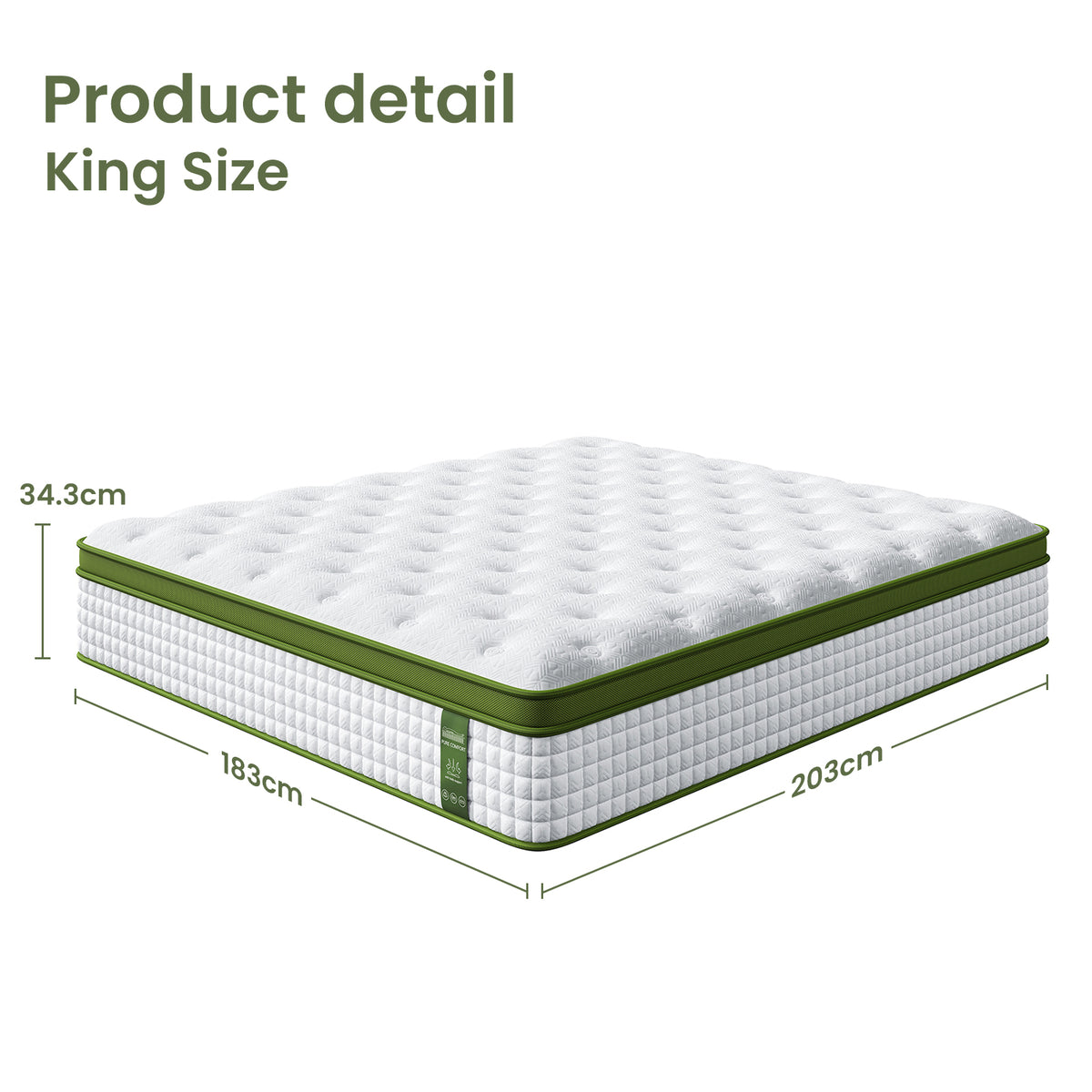 Larimar Bed & Mattress Package with 34cm Mattress Base Pocket Coil Linen Upholstered - Beige King