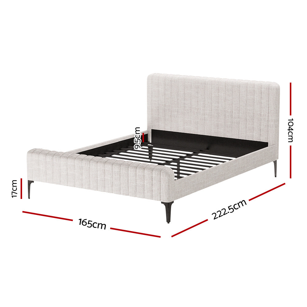 Larimar Bed & Mattress Package with 34cm Mattress Base Pocket Coil Linen Upholstered - Beige Queen