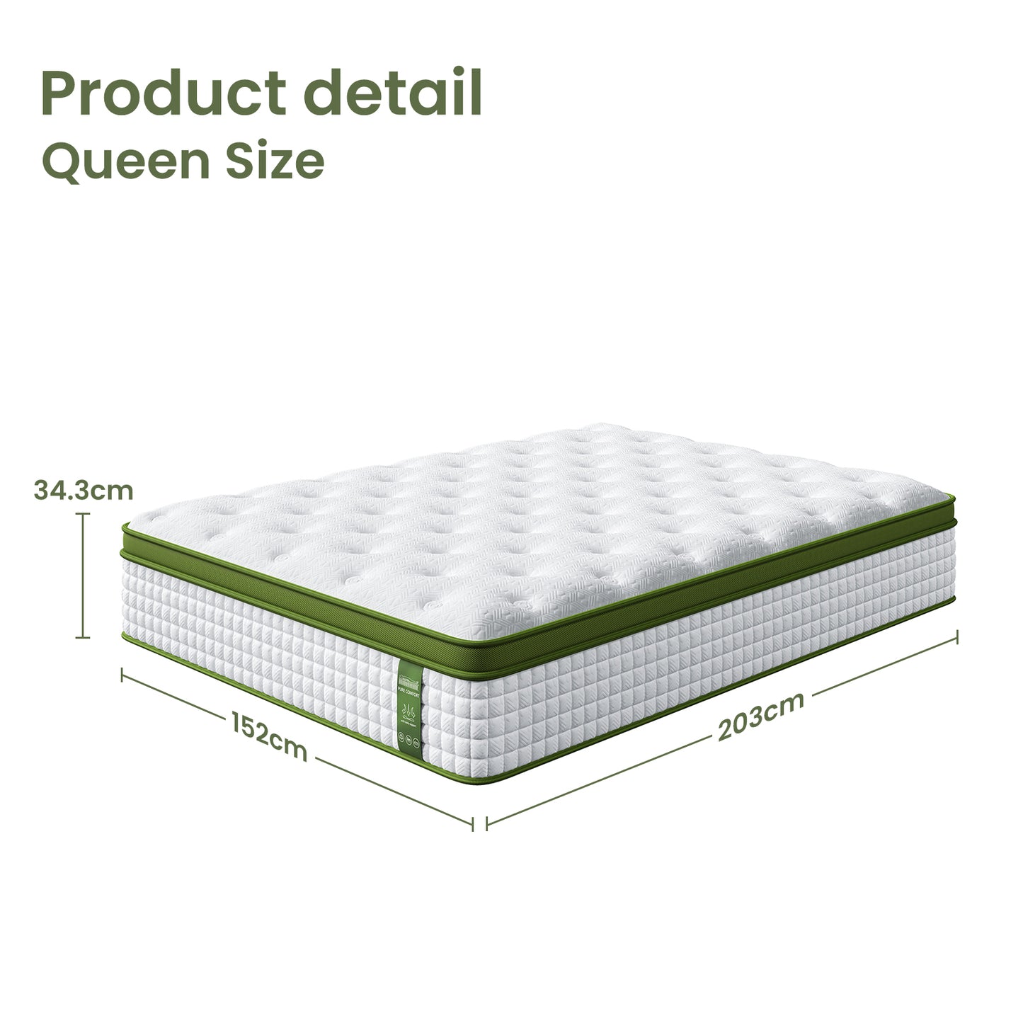 Larimar Bed & Mattress Package with 34cm Mattress Base Pocket Coil Linen Upholstered - Beige Queen
