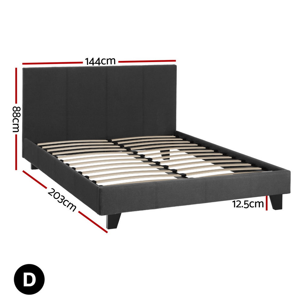 Beryl Bed & Mattress Package with 34cm Mattress Upholstered Hybrid Pocket Coil - Charcoal Double