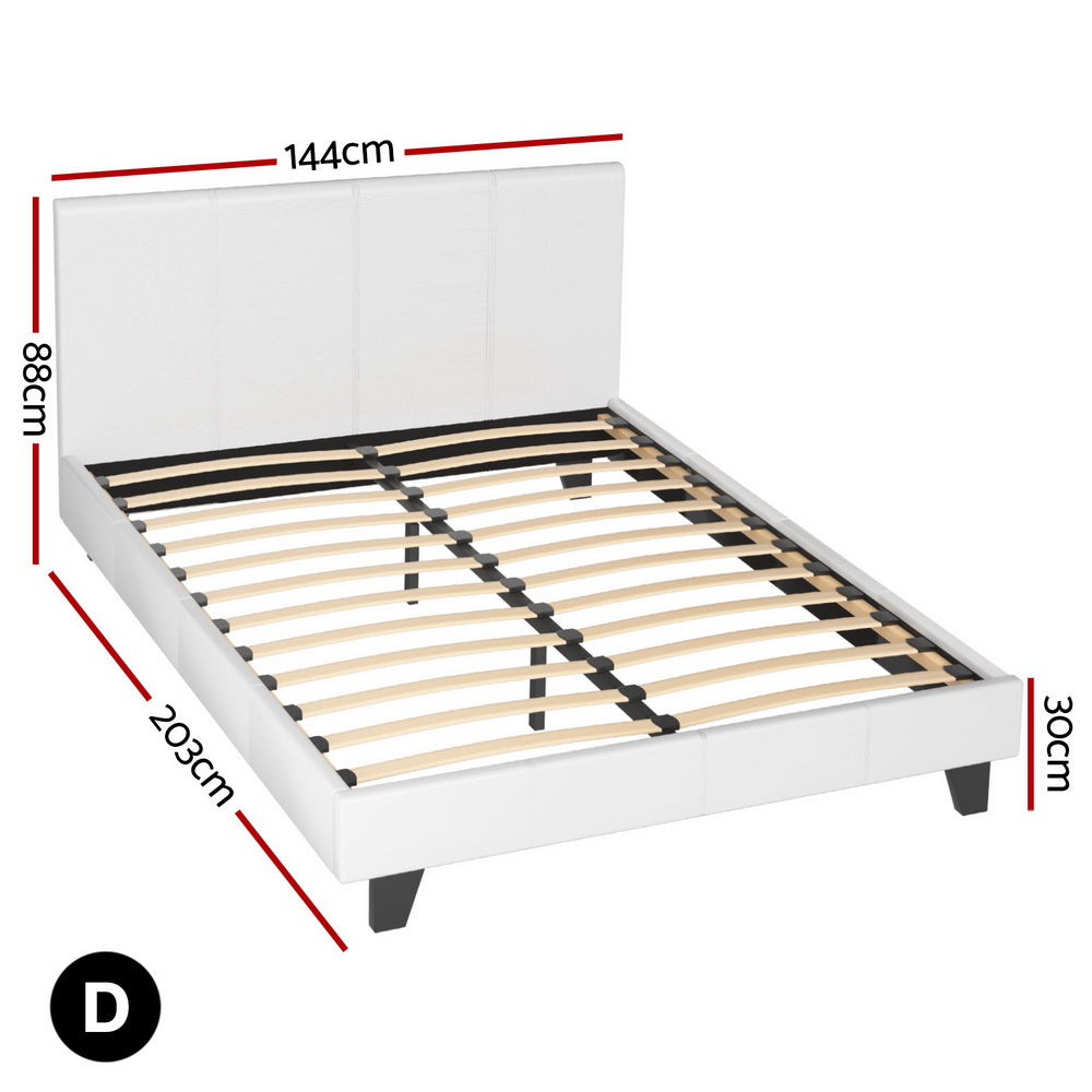 Saturn Bed & Mattress Package with 34cm Mattress Hybrid Headboard - White Double