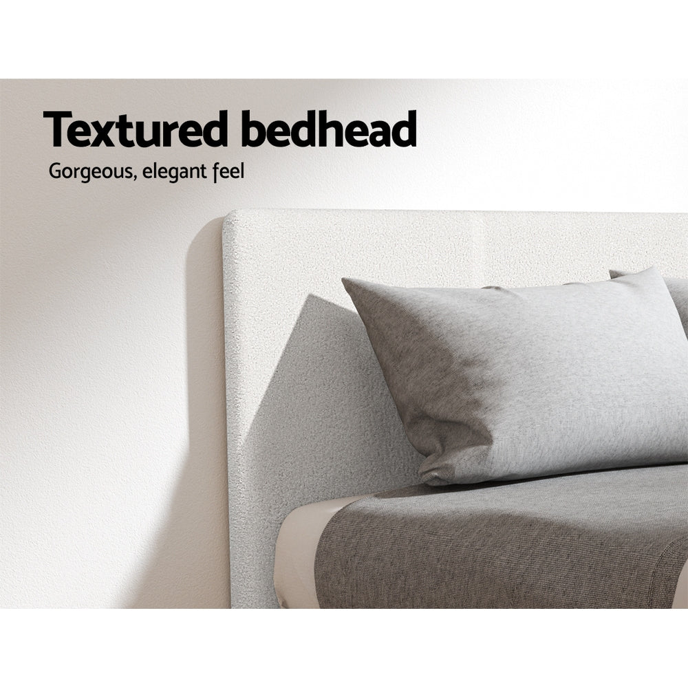 Saturn Bed & Mattress Package with 34cm Mattress Hybrid Headboard - White Double