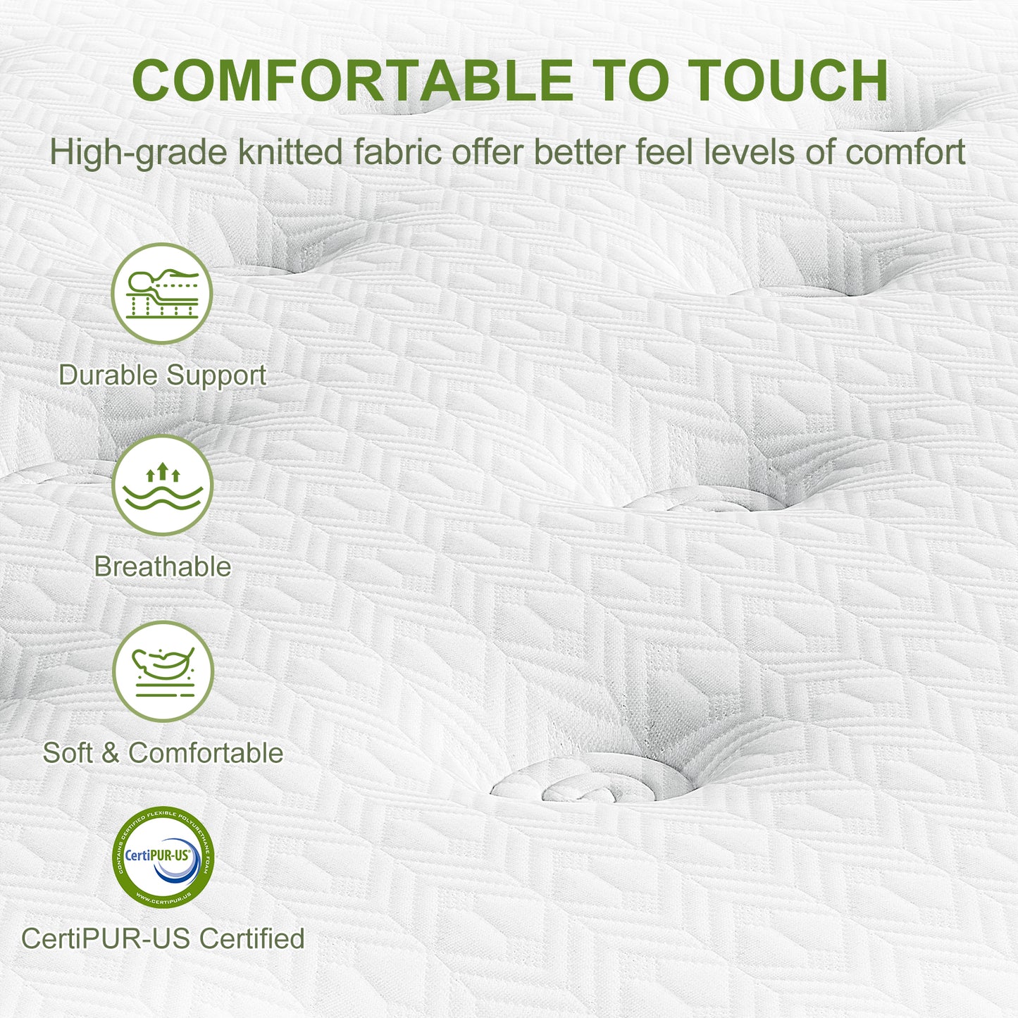 Saturn Bed & Mattress Package with 34cm Mattress Hybrid Headboard - White Double