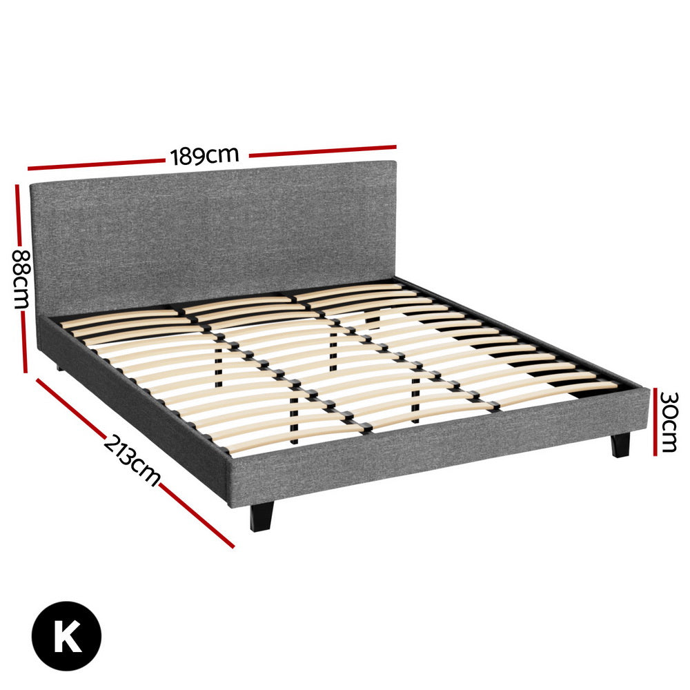 Jasper Bed & Mattress Package with 34cm Mattress Hybrid Leather Frame Medium - Grey King