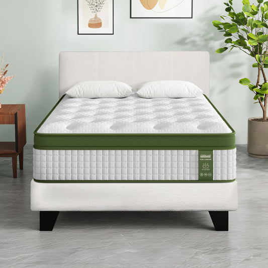Jasper Bed & Mattress Package with 34cm Mattress Upholstered Platform Boucle Fabric - White King Single
