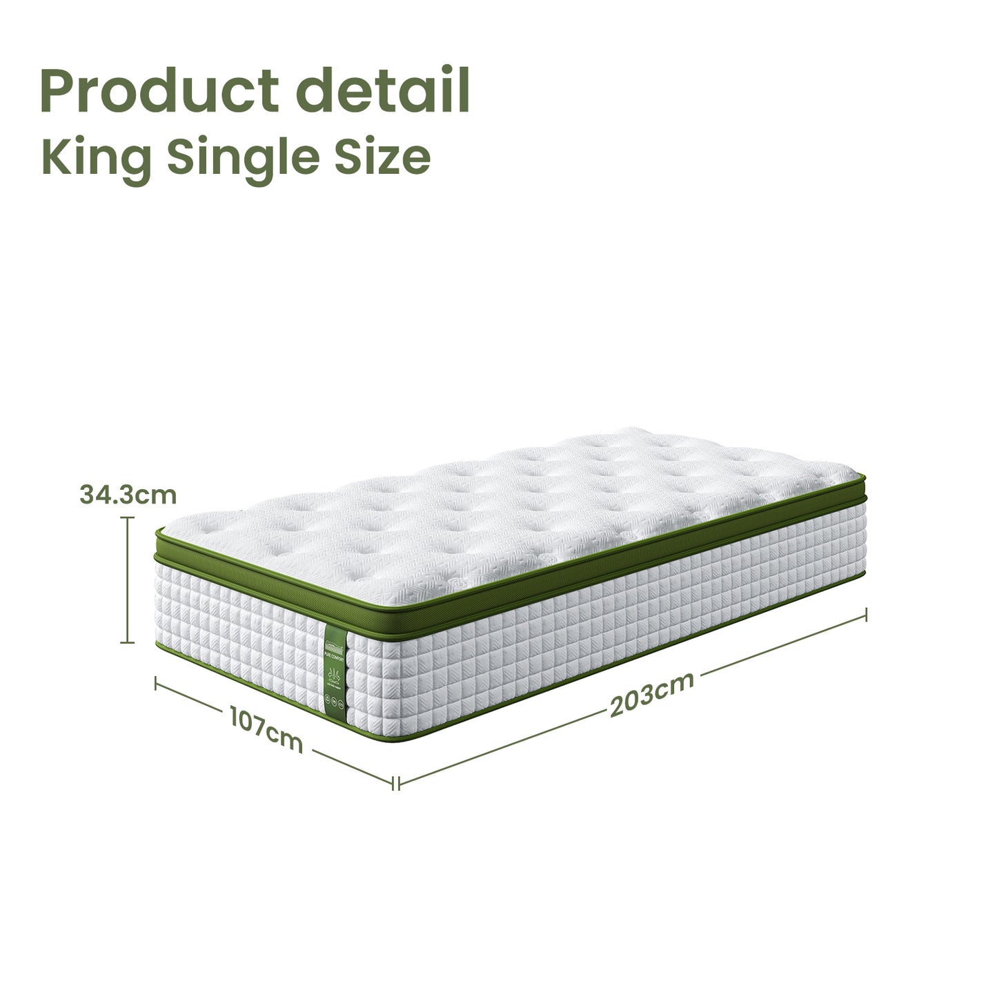 Jasper Bed & Mattress Package with 34cm Mattress Upholstered Platform Boucle Fabric - White King Single