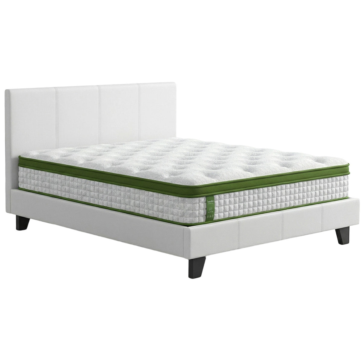 Jasper Bed & Mattress Package with 34cm Mattress Headboard Medium Firm Hybrid - White Double