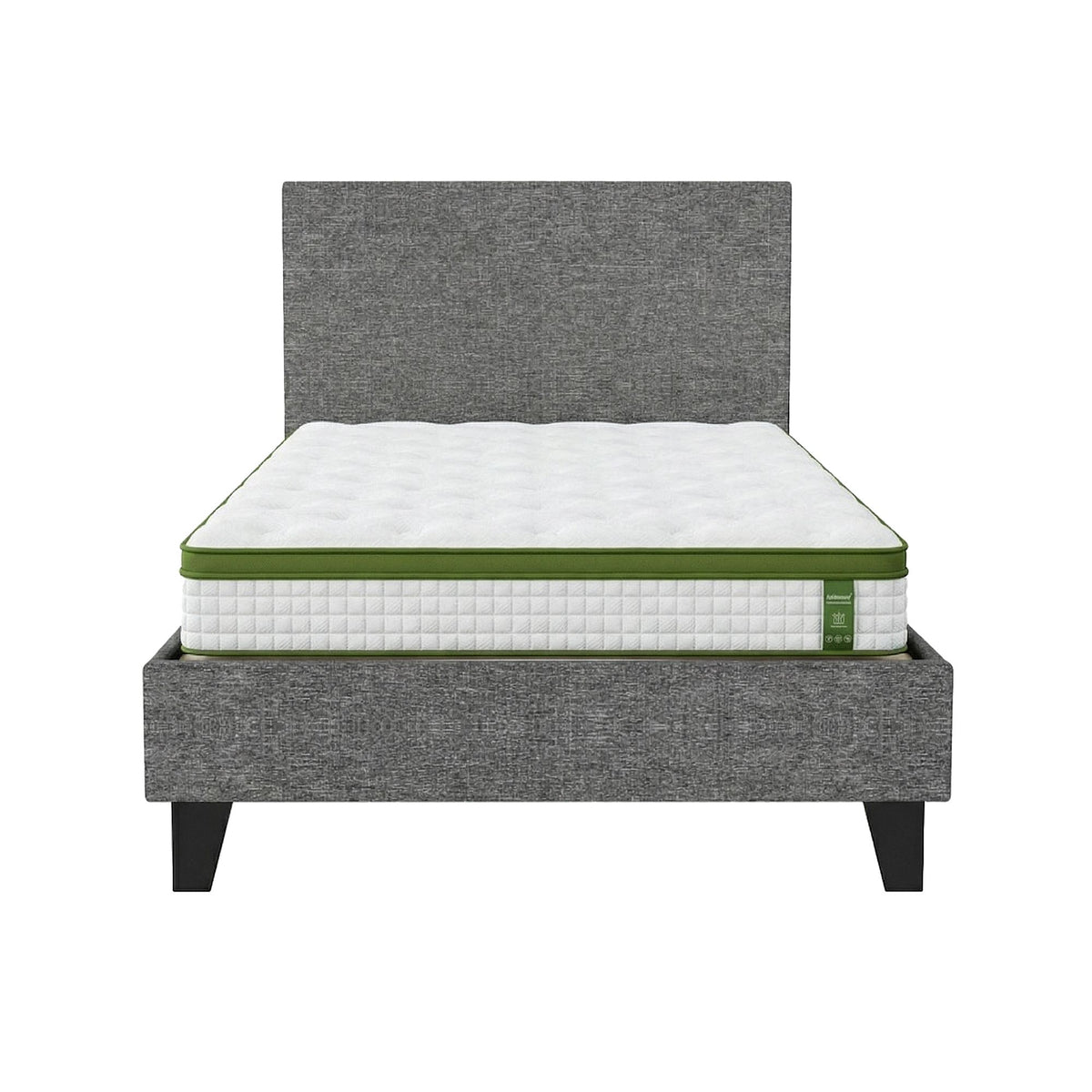 Jasper Bed & Mattress Package with 30cm Mattress Headboard Medium Firm Fabric Hybrid - Grey Single