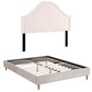 Restora Bed Frame with Storage Scalloped Velvet Headboard Wooden Platform Base - Beige Queen