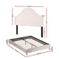 Restora Bed Frame with Storage Scalloped Velvet Headboard Wooden Platform Base - Beige Queen