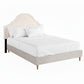 Restora Bed Frame with Storage Scalloped Velvet Headboard Wooden Platform Base - Beige Queen