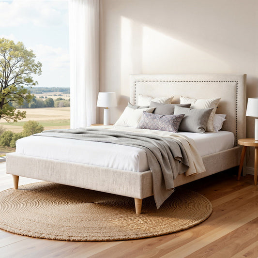 Aviana Bed & Mattress Package with 22cm Mattress - Beige Queen