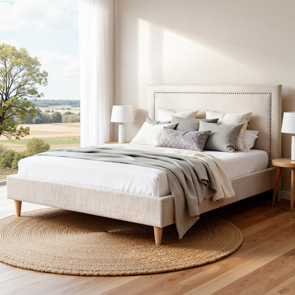 Aviana Bed & Mattress Package with 34cm Mattress - Beige Queen