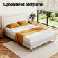 Arvela Bed Frame with Storage Scalloped Headboard Wooden Platform Base - Beige Queen
