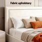 Arvela Bed Frame with Storage Scalloped Headboard Wooden Platform Base - Beige Queen