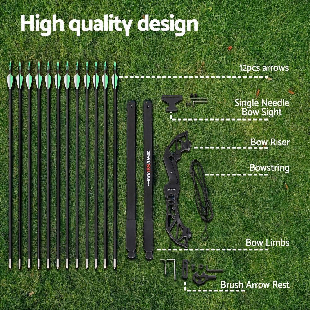 55lbs Bow Arrow Set Recurve Takedown Archery Hunting for Beginner Green