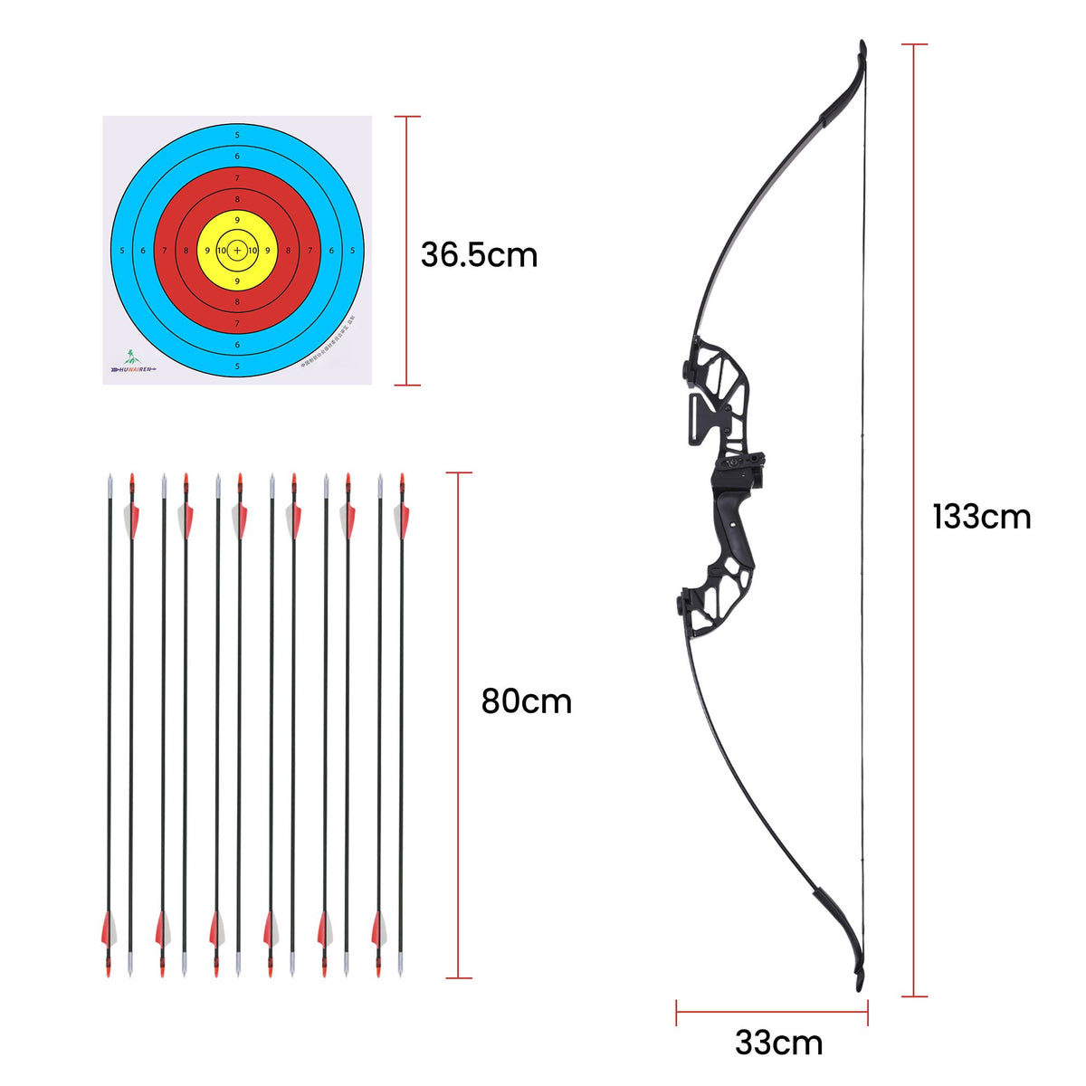 55lbs Bow Arrow Set Recurve Takedown Archery Hunting for Beginner Red